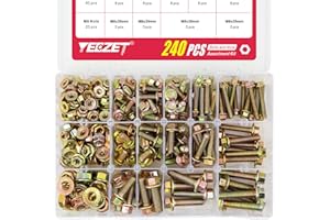 YEEZET 240PCS Grade 8.8 M5 M6 M8 Flanged Bolts and Nuts Kit, Metric Flanged Hex Screws nuts includes 14 Most Common Sizes