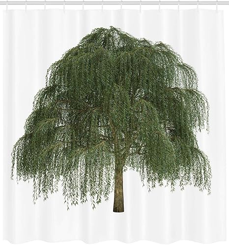 Adacrazy Branches Pleureuses Avec Feuilles Joyeuses Theme Botanique Arbre Saule Rideau Douche Tissu Decor Salle Bain Tissu Decor Avec Crochets 71 Pouces Vert Fonce Vert Vert Marron Amazon Fr Cuisine Maison