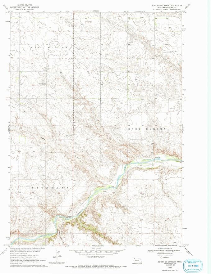 YellowMaps South of Gordon NE topo map, 124000 Scale, 7.5 X 7.5 Minute, Historical