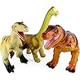 Boley Jumbo Dinosaur Toy Set - 3 Pack Large Soft-Stuffed Dinosaurs - T-Rex, Velociraptor, and Brontosaurus - Durable Dinosaur Toys for Kids Ages 3 and Up - Educational Playset for Boys and Girls