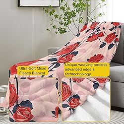 VANZEV Red Rose Blanket, Elegant Floral Pattern