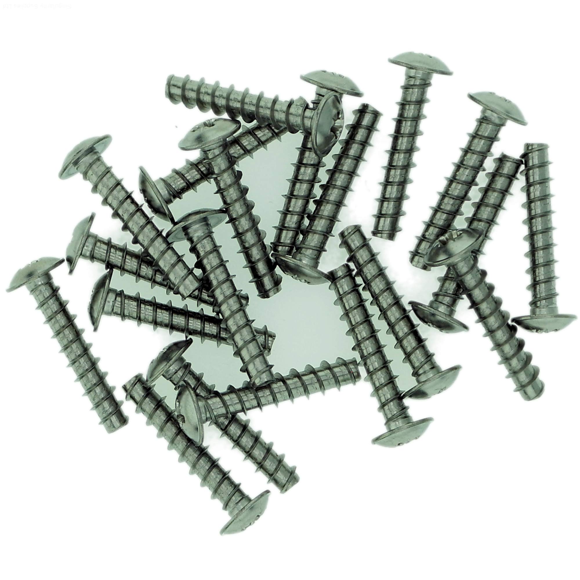 D3.5 (3.5mm x 6mm) Pozi Pan Screws for Plastic (Flanged - Trilobular) - Stainless Steel (A2) (Pack of 20)