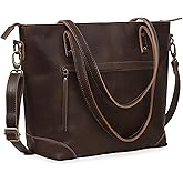 Genuine Leather Tote Bag for Women & Men – Large Handmade Shoulder Bag with Adjustable Strap, Vintage Brown Work Travel Handbag, 16 x 6 x 13 Inches