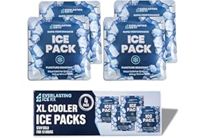 EVERLASTING ICE RX Rapid Performance Reusable Ice Packs for Lunch Boxes, Lunch Bags or Coolers | 4 Pack | Cold for Up to 12 Hours | Ice Packs for Cooler, Long Lasting for Camping, Beach, & School