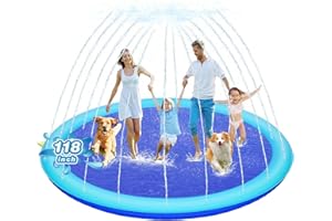 ECOHDT Thicken 118'' Giant Splash Pad, Non-Slip Splash Pad for Kids and Dogs, Toddler Sprinkler Pool & Splash Play Mat, Summer Outside Water Toys Large Splash Pads for Kids Activity, Easy to Use/Clean