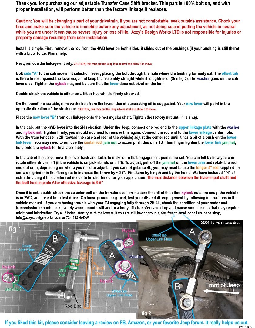 Jeep Wrangler Transfer Case Linkage For TJ/LJ/YJ Applications New
