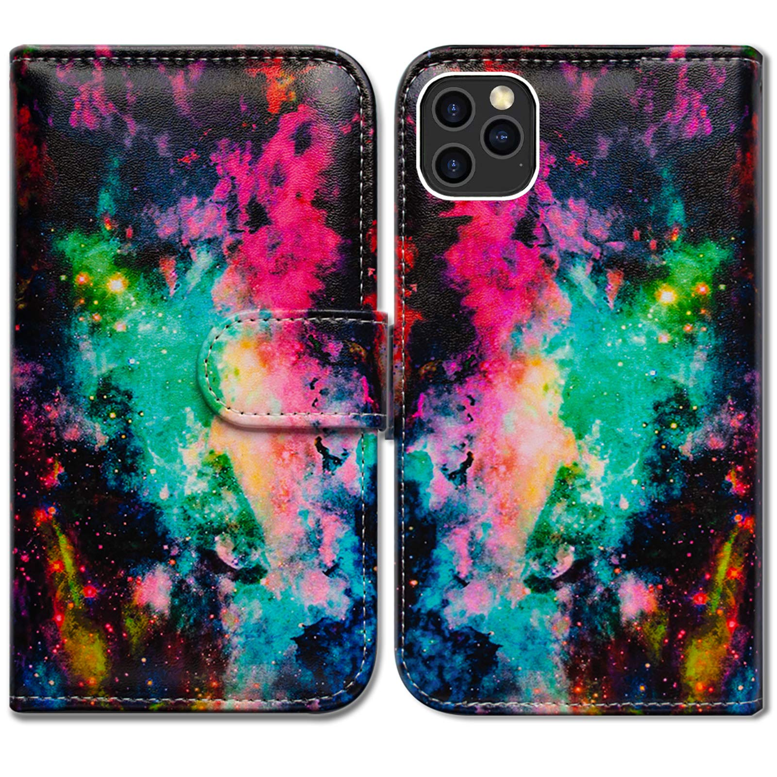 Bcov iPhone 12 Pro Max Case, Colorful Universe Sky Leather Flip Phone Case Wallet Cover with Card Slot Holder Kickstand For iPhone 12 Pro Max