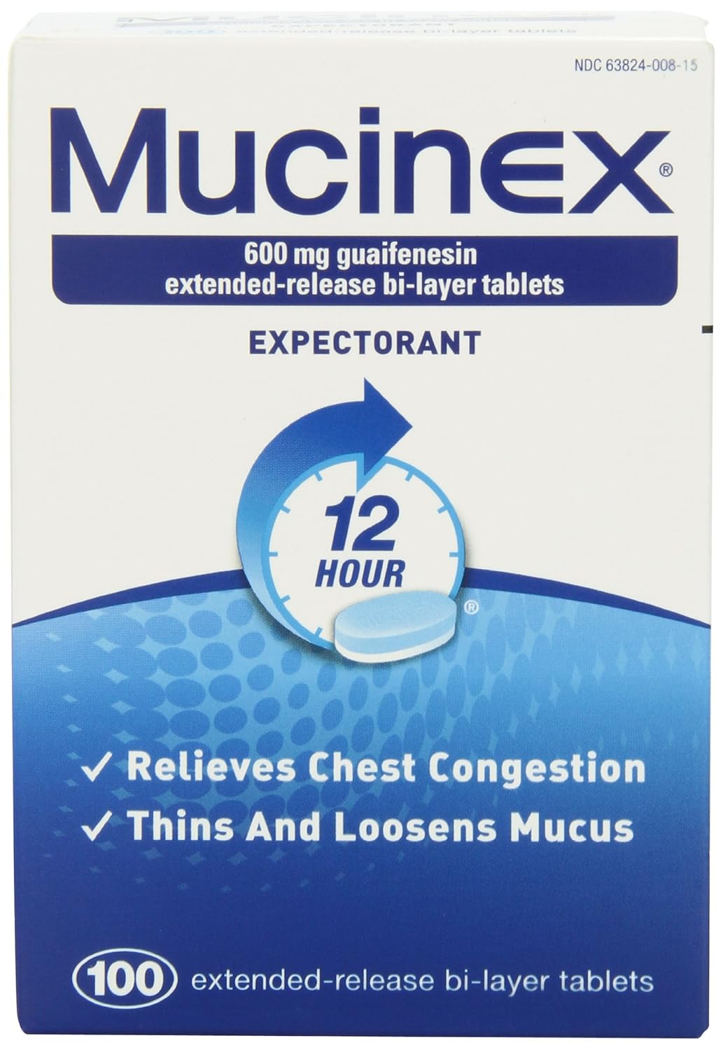 Mucinex 12Hour Chest Congestion Expectorant Tablets, 600mg 100 Count