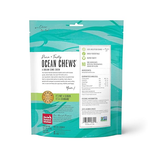 THE HONEST KITCHEN HUMAN GRADE OCEAN CHEWS™ HEARTY WOLFFISH SKINS DOG TREATS, 3.25 OZ (BEAMS™)