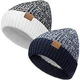 Owntouch 2 Pack Slouch Beanie Warm Mens Womens Soft Beanies Hats Slouchy Oversized Caps Knit Hats Winter Gift for Men