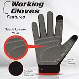 WFX Mens Work Gloves Padded Knuckles Touchscreen Rigger Breathable Red L view 3