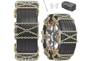 Barbella Car Snow Chains, Emergency Tire Chains for Car, Universal Anti Slip Snow Chains for SUV, Trucks, RV of Tire Width 215mm-285 mm (8.5-11.2 inch), Adjustable Lock for Ice, Snow, Mud, Sand