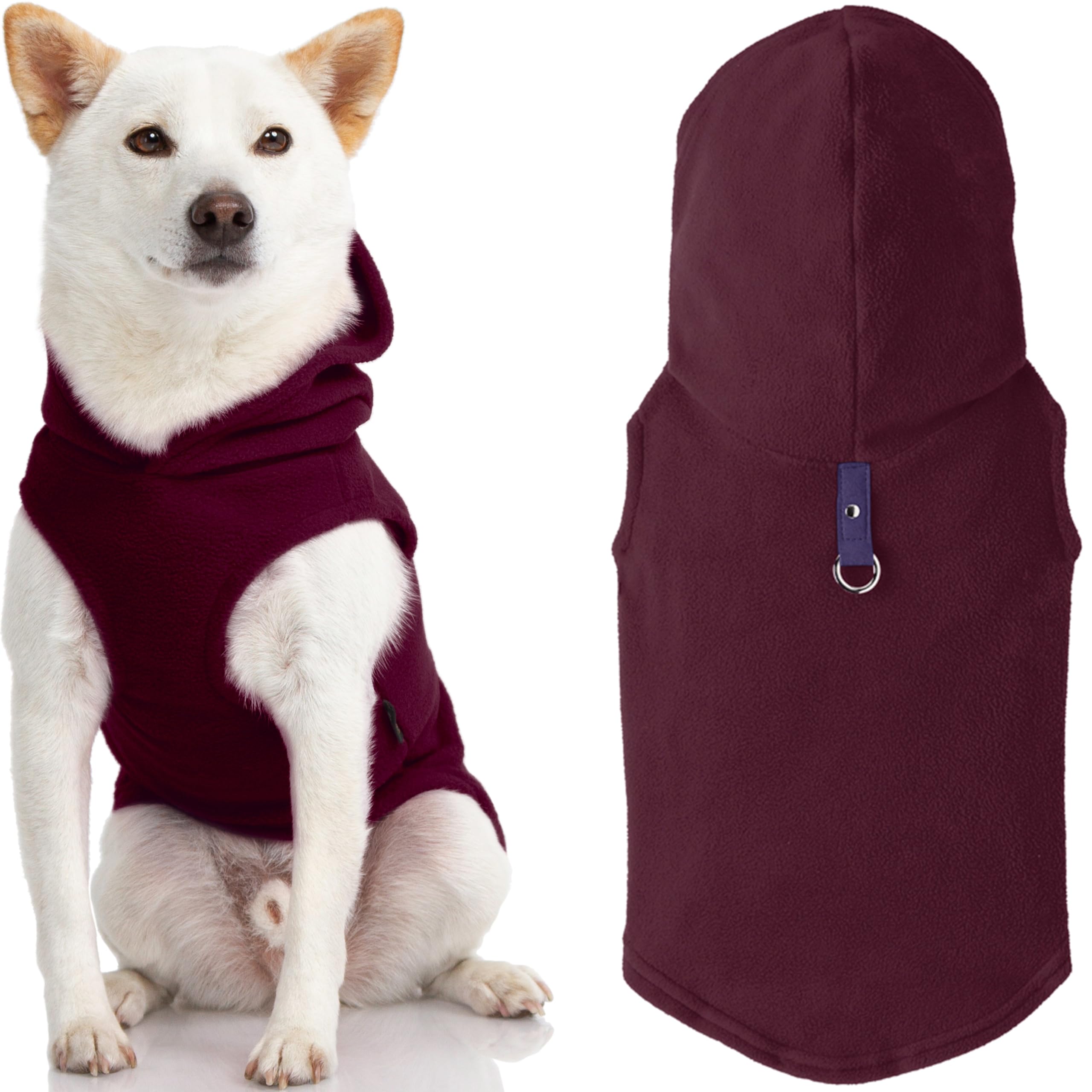 Gooby Every Day Fleece Cold Weather Dog Vest with Hoodie for Small Dogs, X-Small, Plum