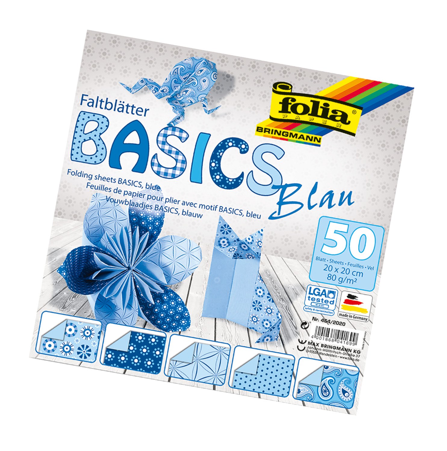 Bringmann Folia Basics folding sheets, 80 g/qm, 50 sheets assorted in 5 designs