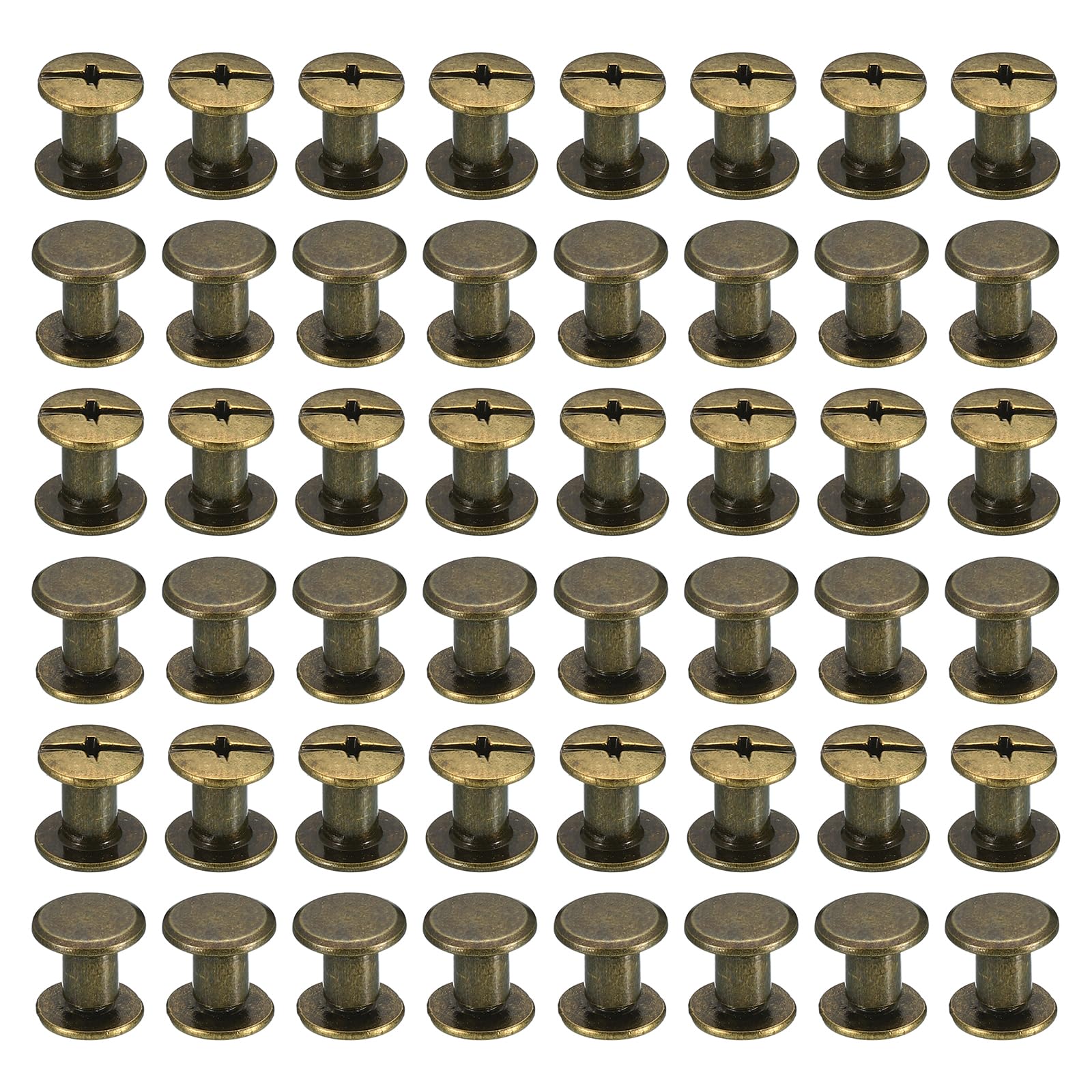 PATIKIL 100 Sets Chicago Screws, M5x8mm Chicago Screws Phillips Binding Post Screw Bolts Leather Rivets Fasteners Connectors Steel for Leather Belt Scrapbook Photo Albums, Brown
