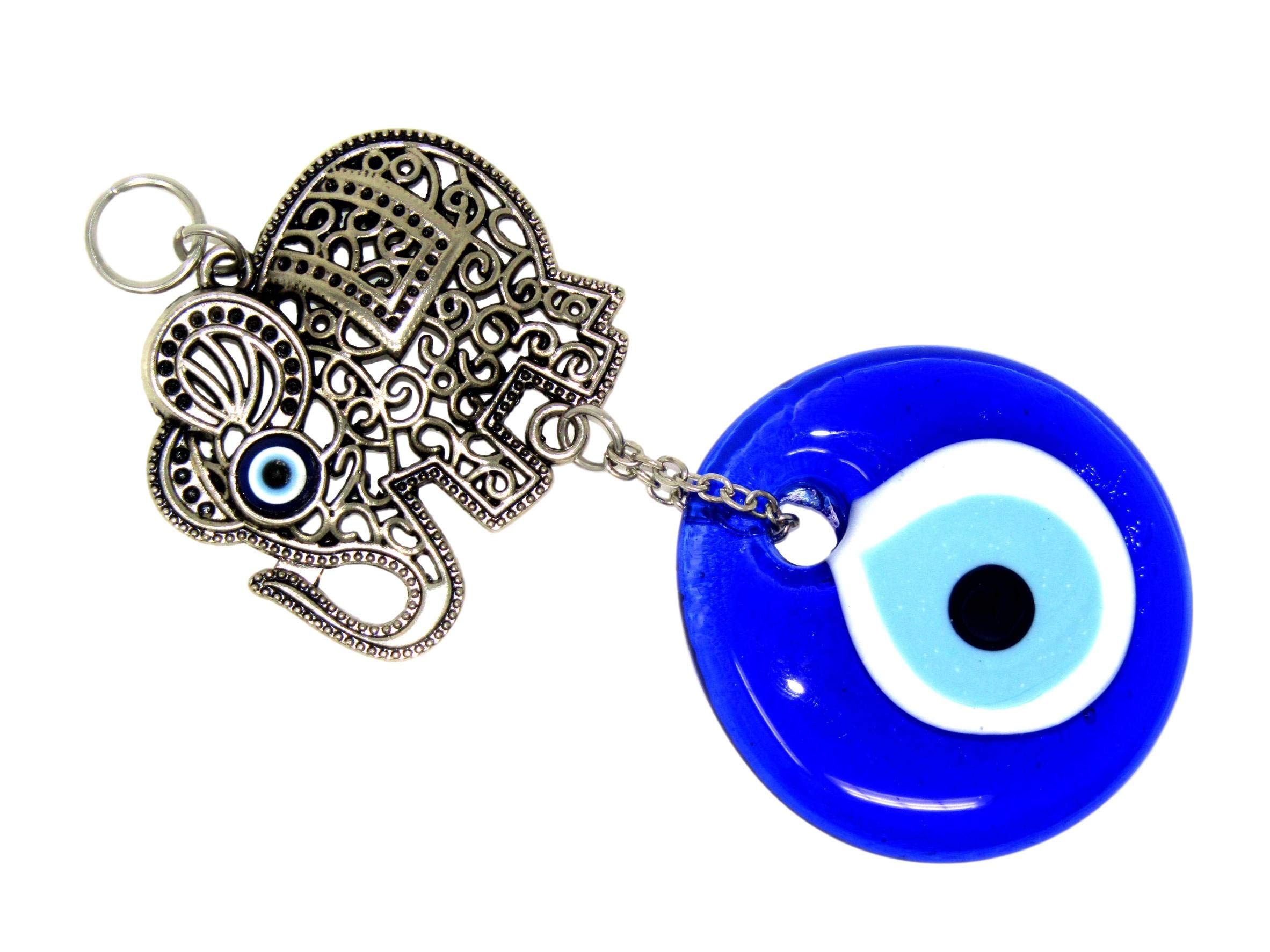 084 5cm Glass Lucky Evil Eye/Nazar Boncuk & Lucky Elephant Hanging Handmade