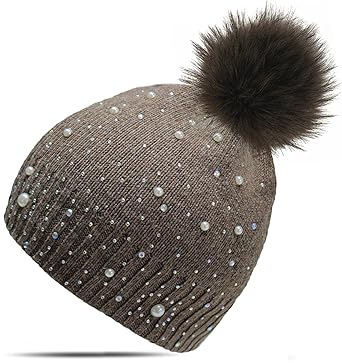 Blackshirt Company Mädchen Strickmütze Glitzer mit Strass und Perlen