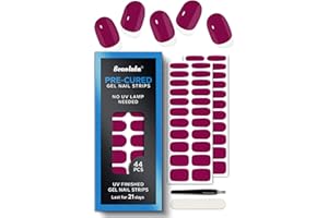 Beaolata Pre Cured Gel Nail Strips - 44PCS Salon Quality Gel Nail Stickers - Long Lasting Polish Wraps for Women no UV Light Needed Easy Apply& Remove (Tropical Pink）