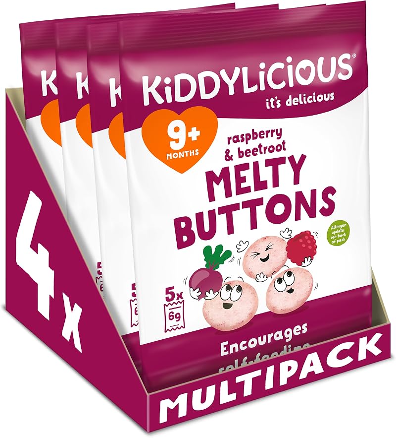 Kiddylicious Raspberry & Beetroot Melty Buttons 4x5 Pcs Kids Snack