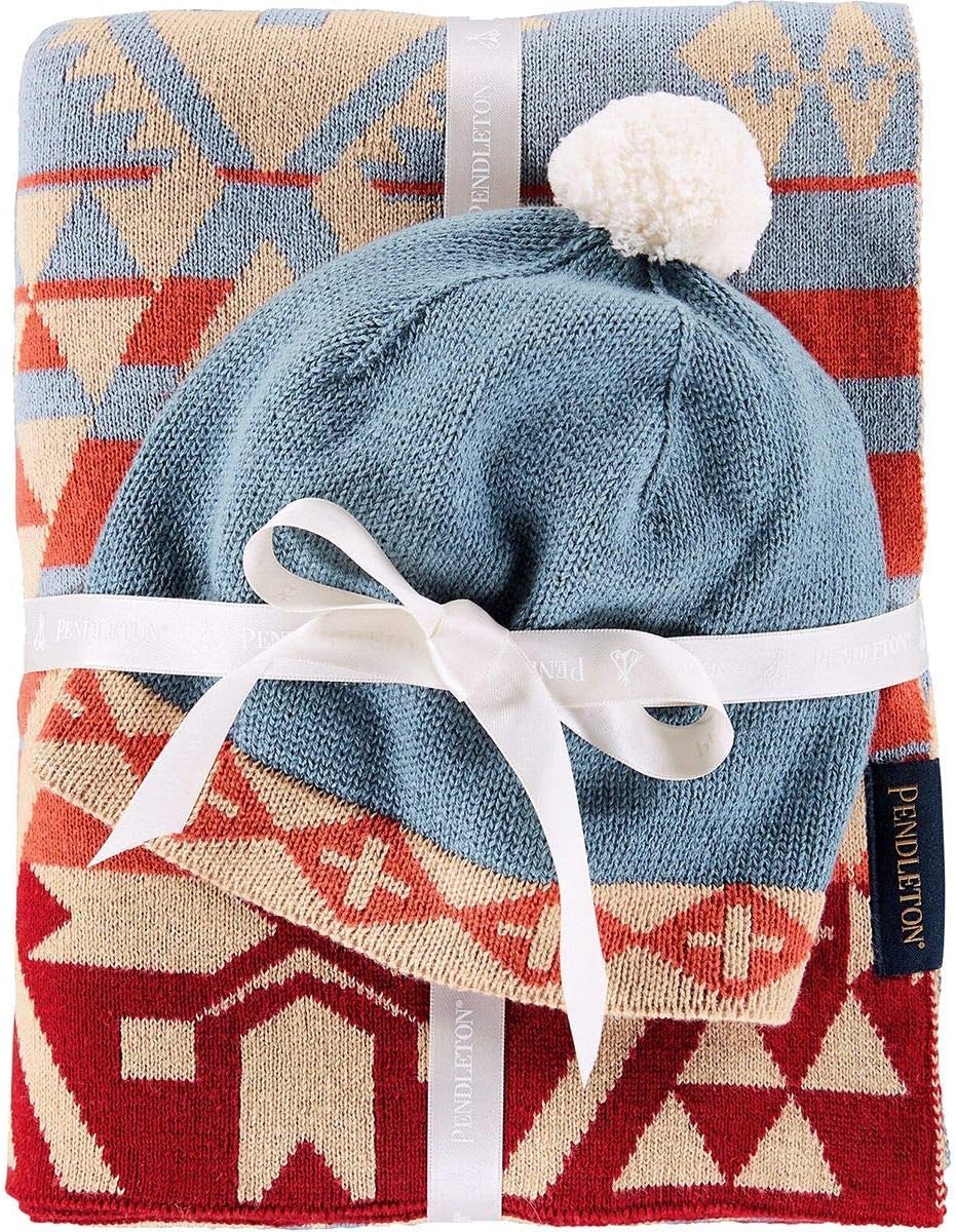 Pendleton Knit Sherpa Baby Blanket and Beanie Gift Set Canyonlands One Size Home