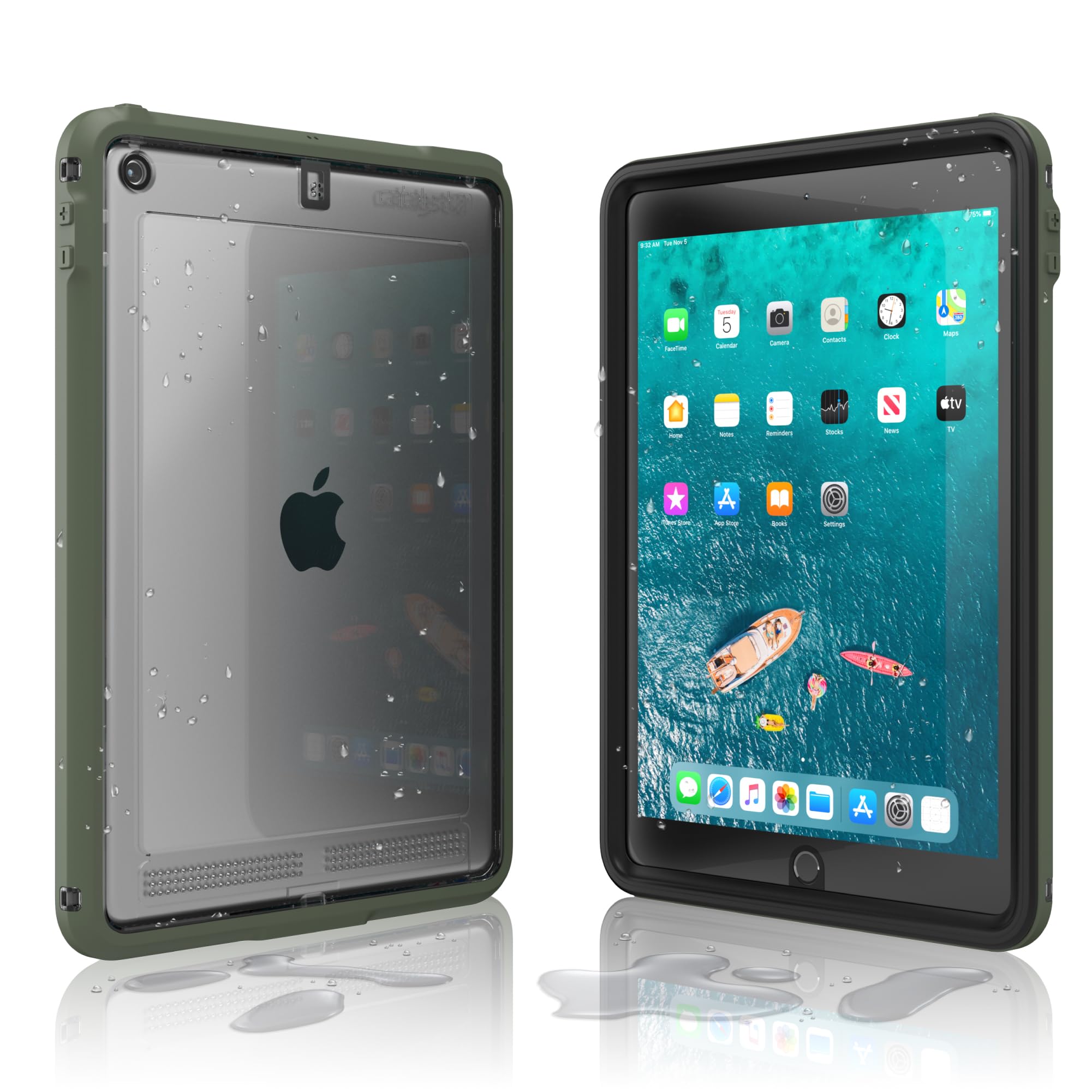 Waterproof Case Designed for iPad 10.2 9th 8th 7th Edition - Waterproof 6.6 ft - Full Body Protection, Drop Proof 4ft, Kickstand, True Acoustic Sound Technology, Built-in Screen Protector - Army Green