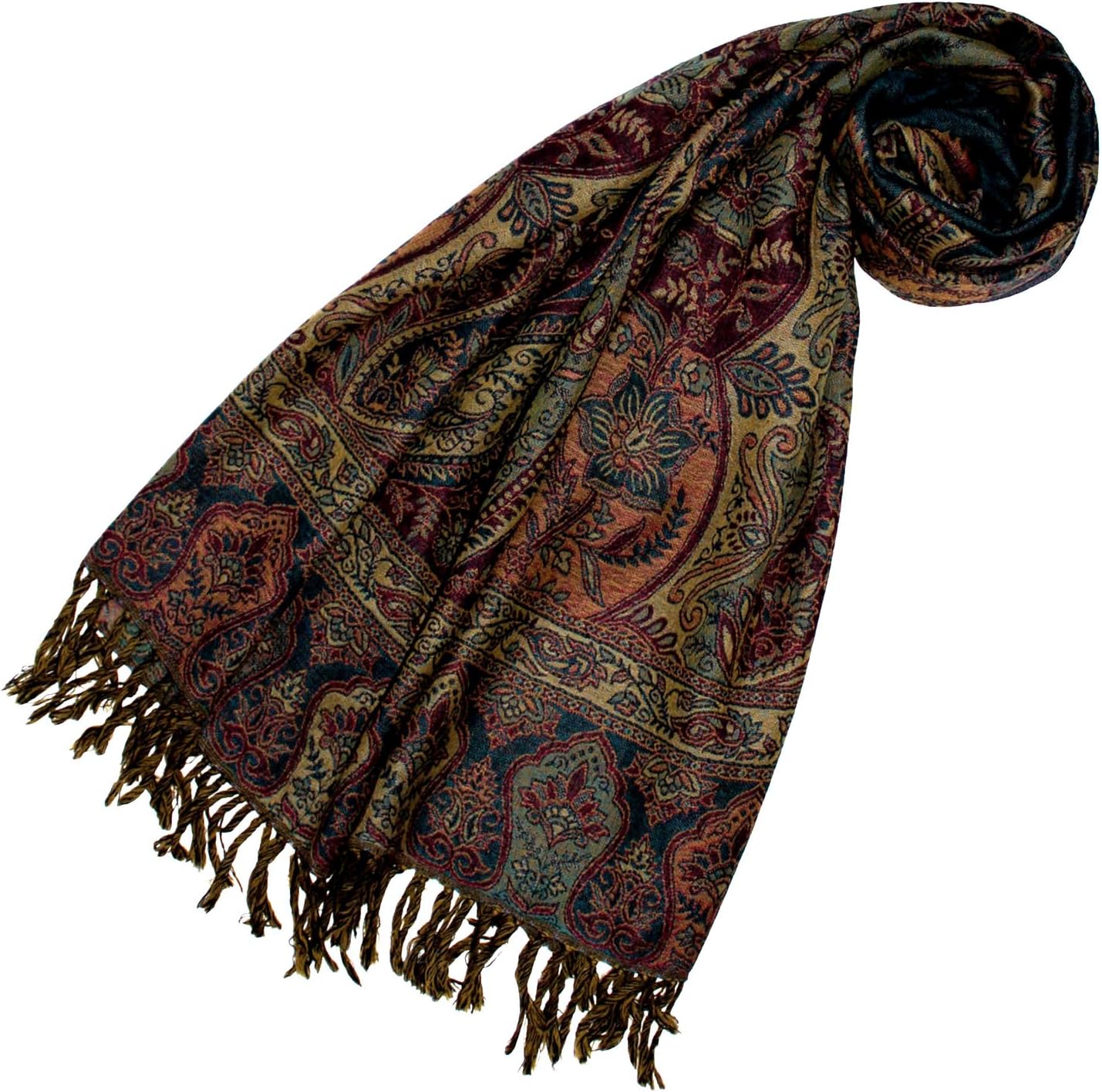 Italian High-End Wool Scarf Pashmina Paisley 28" x 71" 78197
