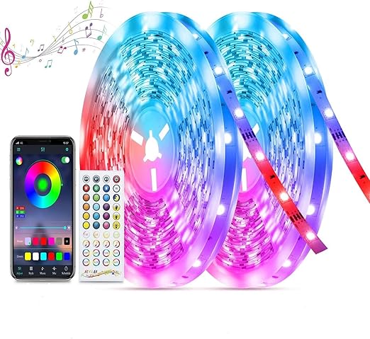 20m tiras led musica bluetooth tasmor tira led rgb 5050 multicolores sincronizacion con musica controlado con movil app 12v 600 leds luces led