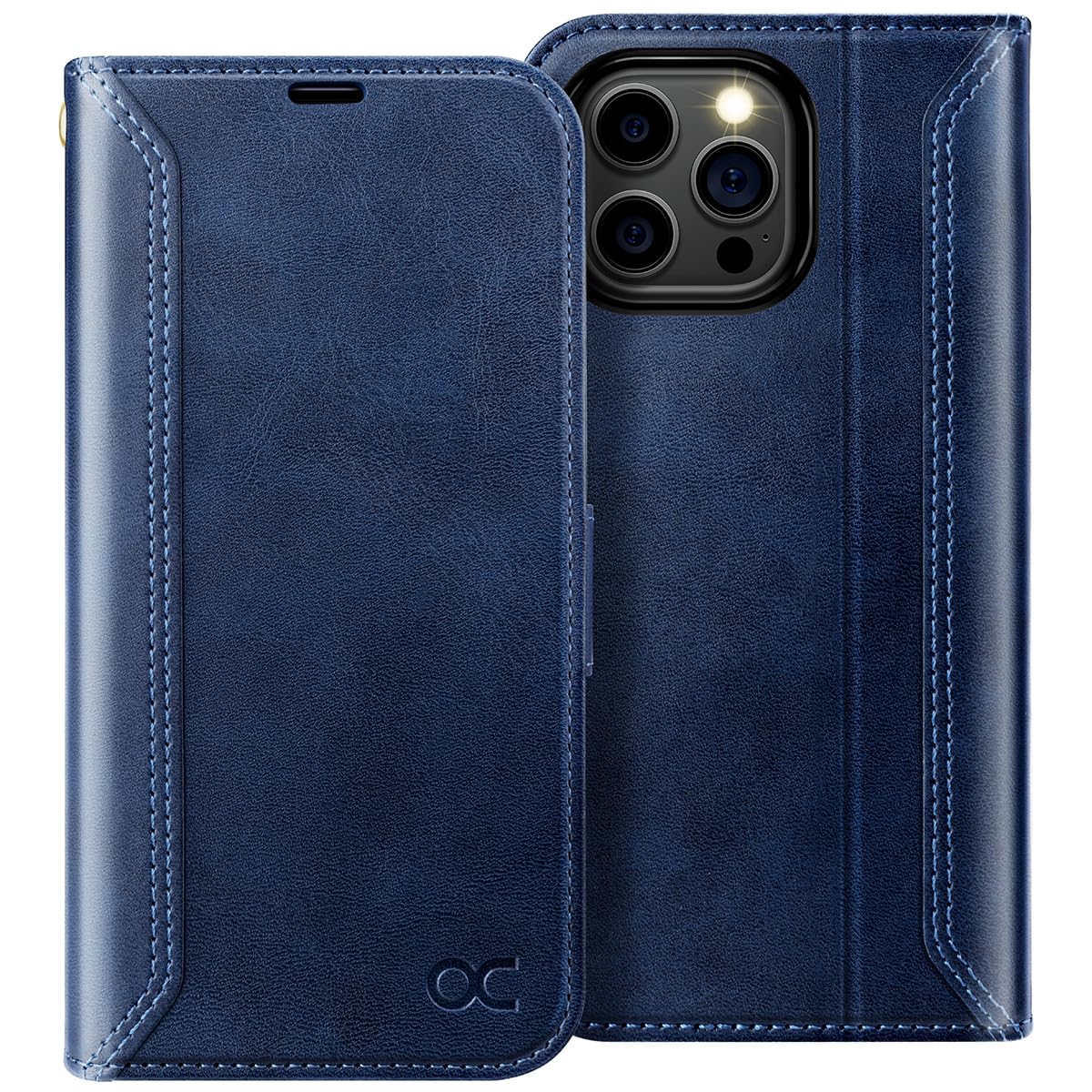 OCASE for iPhone 15 Pro Wallet Case, PU Leather Folio Flip Phone Case with RFID Blocking Card Holder Kickstand, Shockproof Phone Retro Cover for iPhone 15Pro 5G 2023 6.1 Inch,Blue