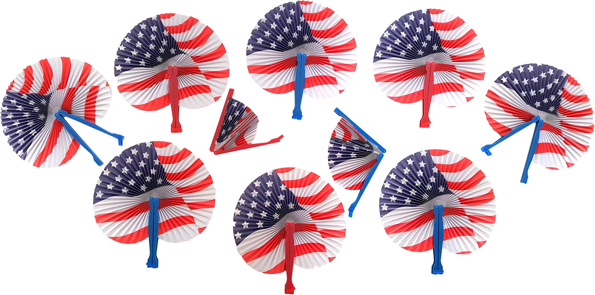 'Playscene' Patriotic Round Folding Paper Fans, Decorative Patriotic USA Ceiling Fans (Party Packs!) (1)