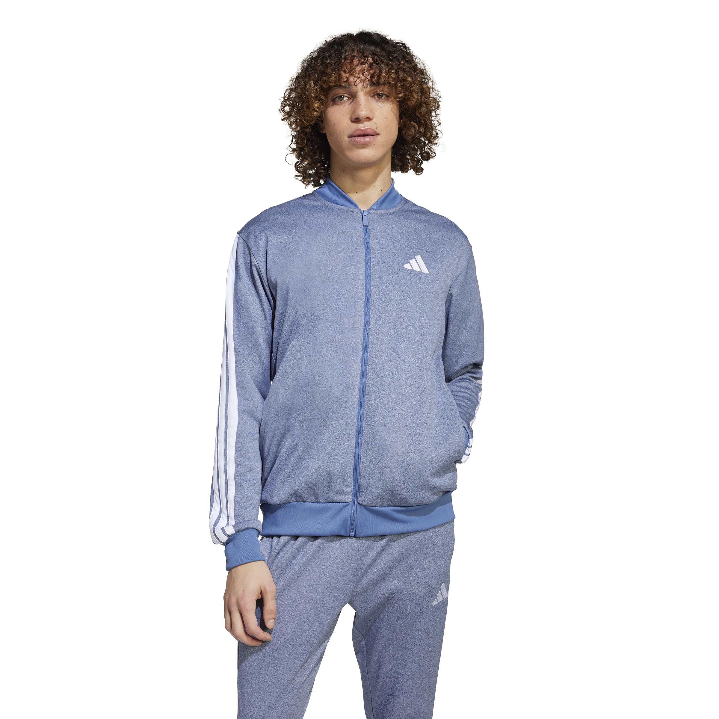 adidas Men’s Tricot Regular Fit Sportswear Track Top, Dark Blue Melange, Medium