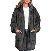 Argstar Hooded Cardigan for Women and Men, Oversized Sweatshirt Fuzzy Fleece Blanket Hoodie Jacket - One Size Fits All