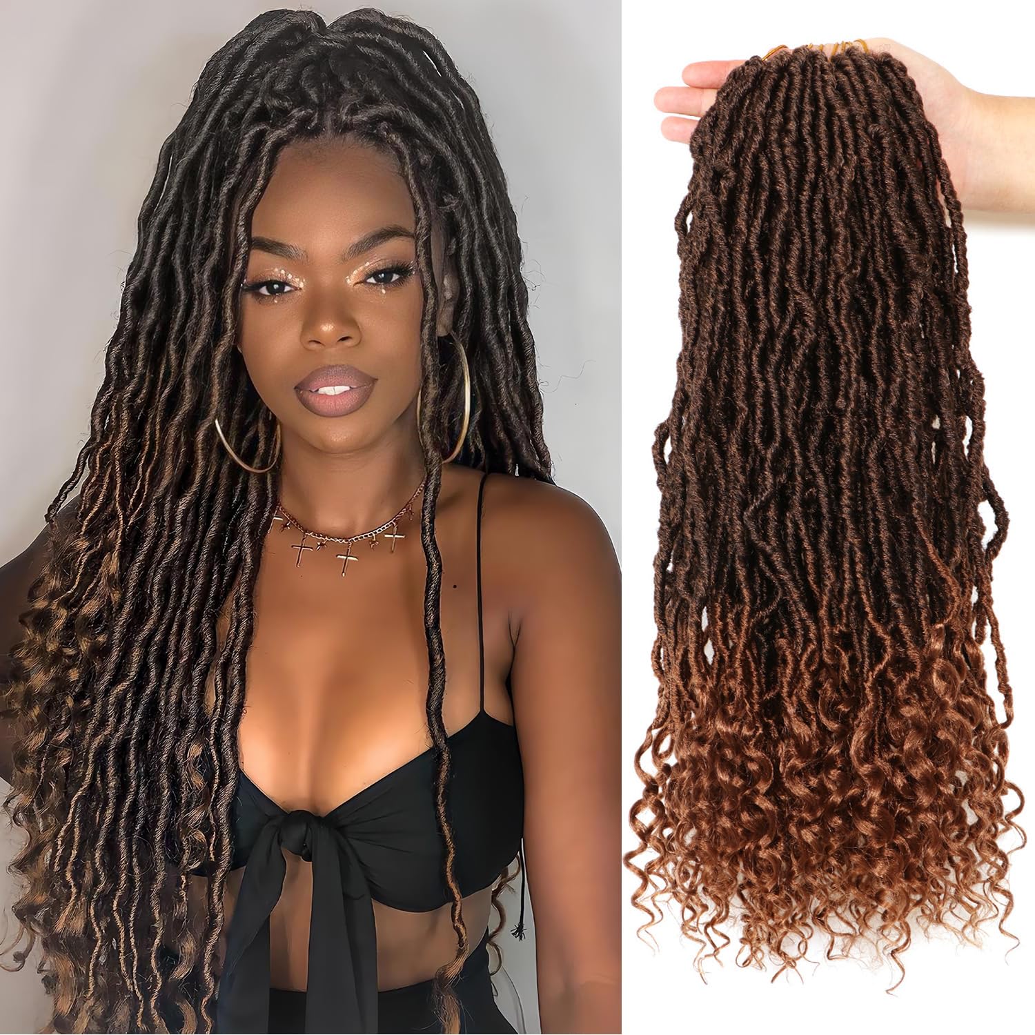 8 Packs Faux Locs Crochet Hair Extensions for Black Women Crochet Braids Hair Extensions for Braiding Hair Goddess Locs Crochet Hair (18 Inch (Pack of 8), #T30)