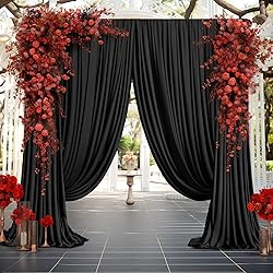 6 Panels Black Backdrop Curtains for Wedding Party