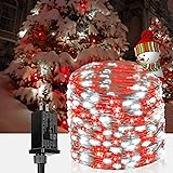 66Ft 200LED Red and White LED Fairy Lights Plug