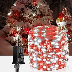 66Ft 200LED Red and White LED Fairy Lights Plug