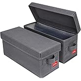 NUSWOR Upgrades CD Storage Box - Perfect CD Case Storage Solution, Stackable CD Organizer with Lid, 2Pack CD Holder 14.37 x 5.5 x 6.3 Inches - Holds 70 Jewel Cases - Grey
