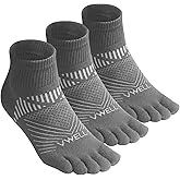 VWELL Toe Socks for Men and Women COOLMAX Five Finger socks Athletic Running Sock Quarter Ankle Toe Socks (3Pairs)