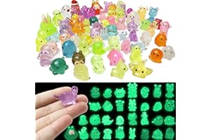 FENYUAN Mini Resin Animals 50 Pcs, Luminous Tiny Resin Animals Bulk Random, Mini Animals Figures to Hide Glow in the Dark for DIY Fairy Garden Miniatures Micro Landscape Potted Aquarium Dollhouse Decoration