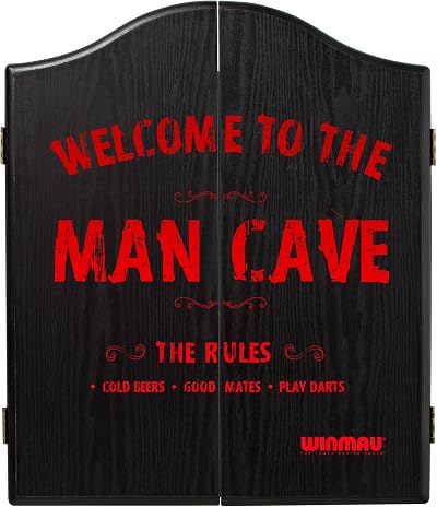 WINMAU Man Cave Deluxe Dartboard Cabinet Set Veneer-Effect Wood