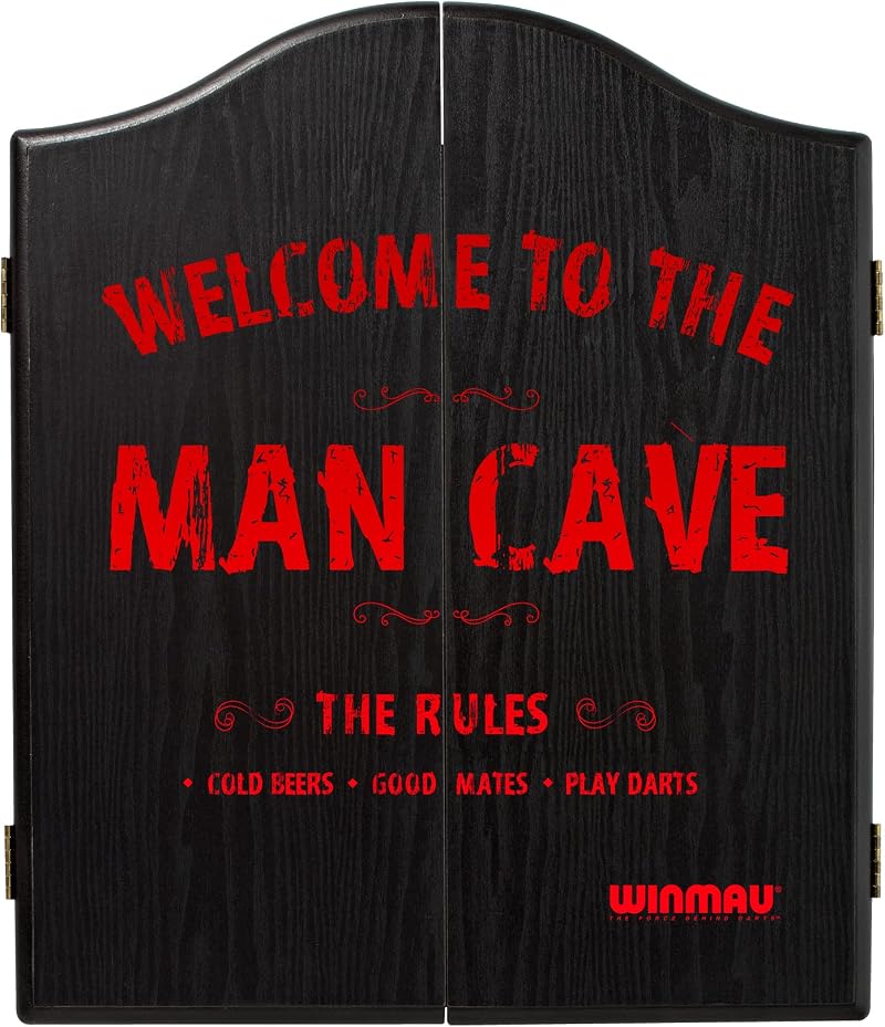 WINMAU Man Cave Deluxe Dartboard Cabinet Set Veneer-Effect Wood