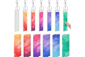 Gersoniel 42 Pcs Anxiety Sensory Stickers Kit Includes 36 Fidget Textured Strips, 6 Keychain Textured Strips Tactile Rough Calm Stickers Anti Stress Textured Strips for Tension(Watercolor Style)