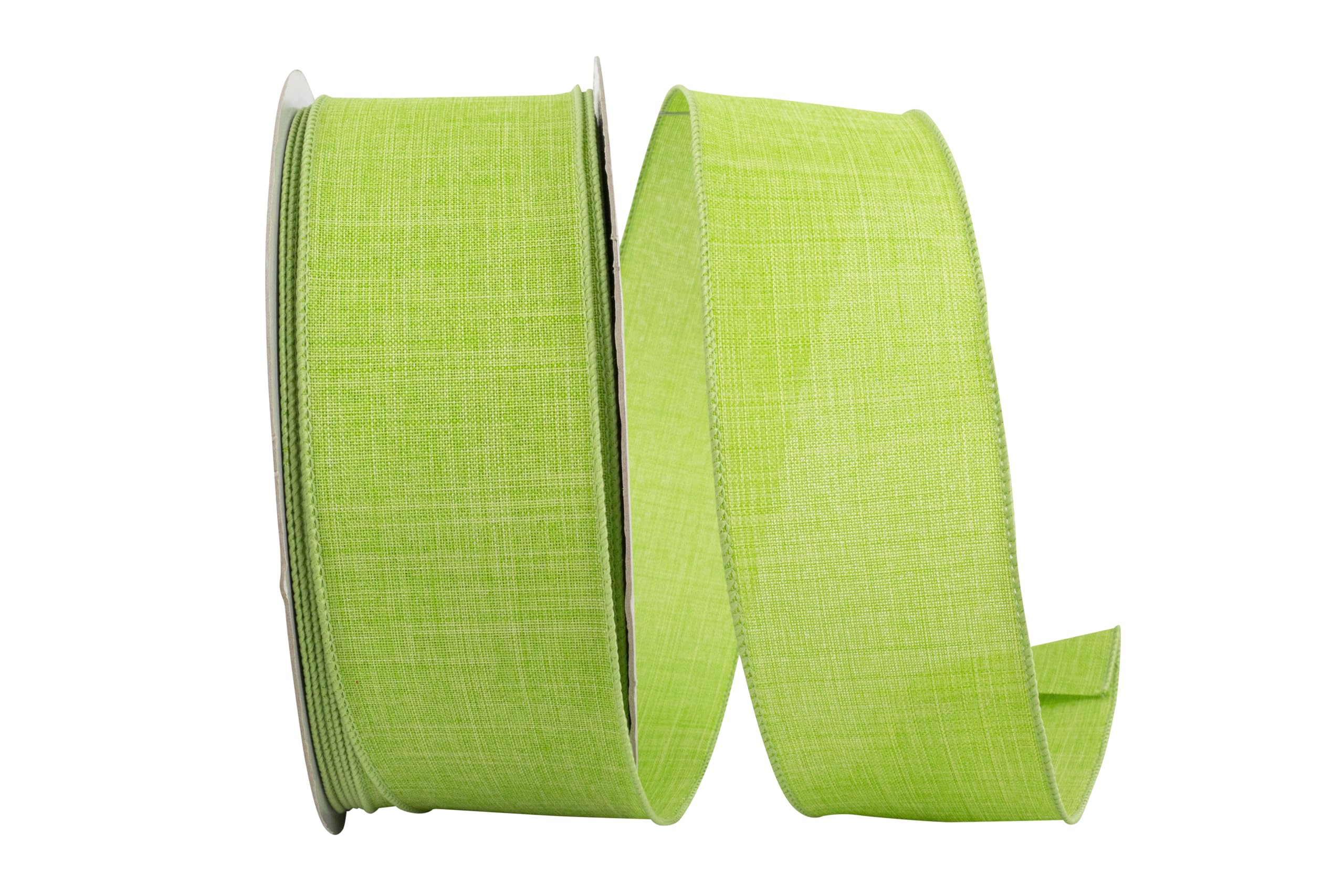 Reliant Ribbon 92573W-204-40K Everyday Linen Value Wired Edge Ribbon, 2-1/2 Inch X 50 Yards, Lime