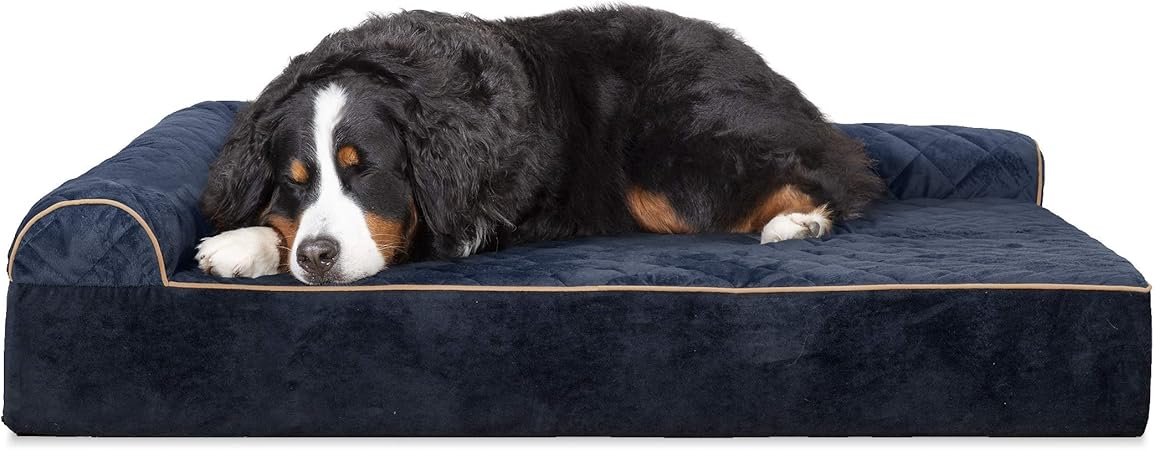 furhaven quilted faux fur & velvet goliath chaise dog bed