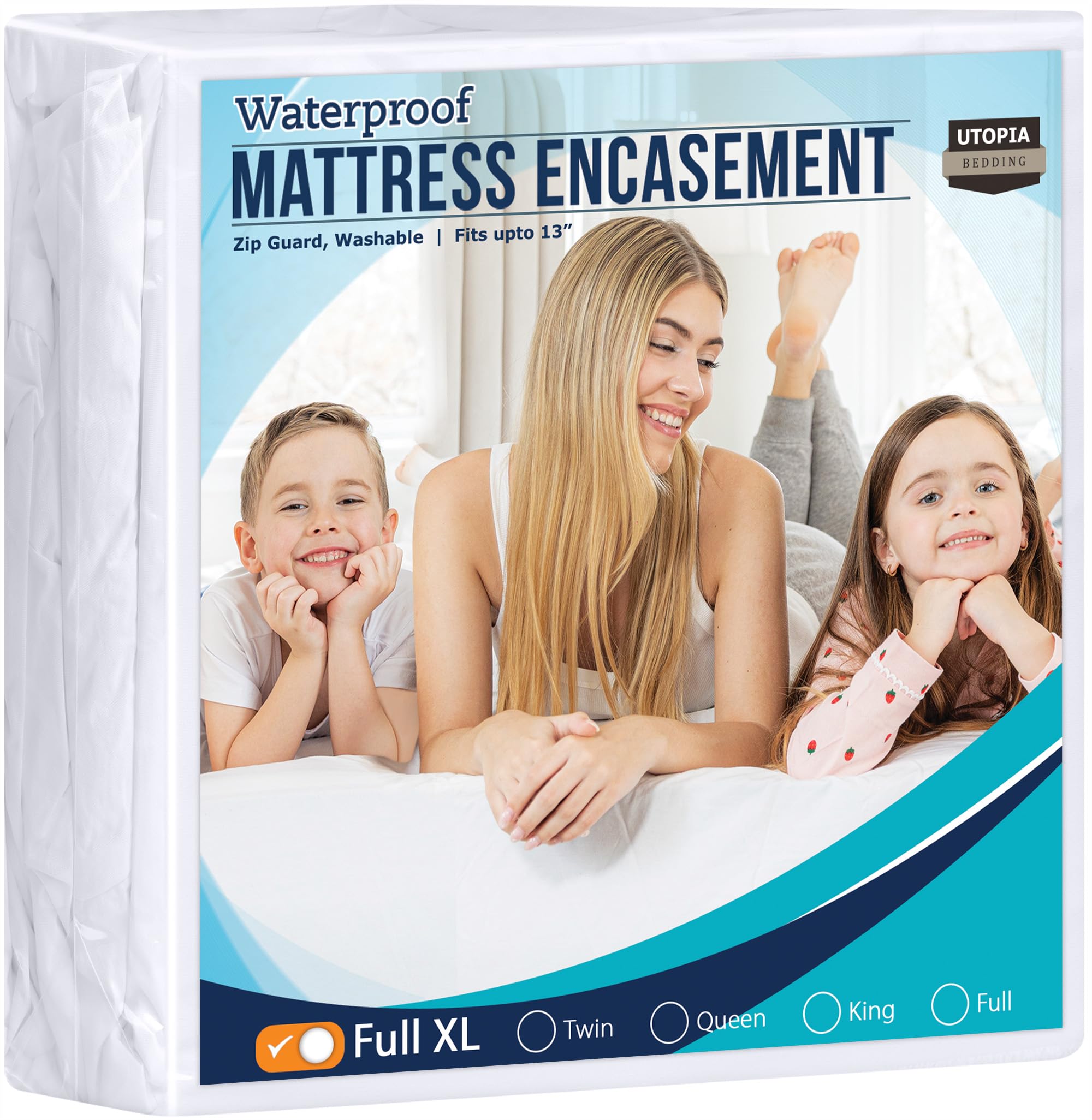 Photo 1 of Utopia Bedding Zippered Mattress Encasement Full XL, 100% Waterproof Bed Bug and Dust Mite Proof Mattress Protector, Absorbent Six-Sided Mattress Cover