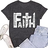 SUWATOIN Womens Faith Shirts Christian Cross T-Shirts Bible Verse Blessed Letter Printed Tees Inspirational Tops