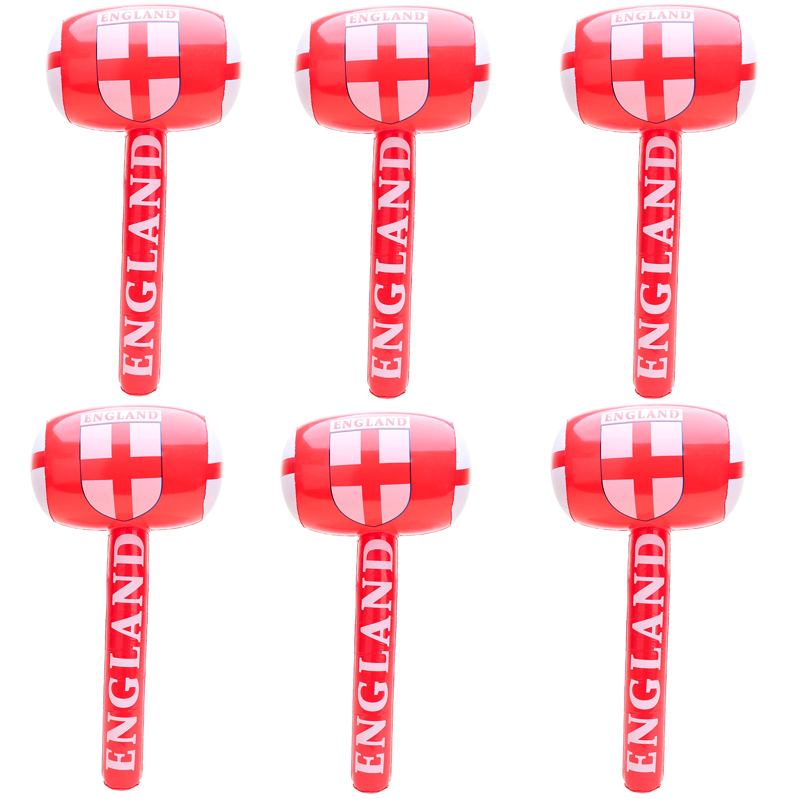 Toyland® 6 x 71cm (28") Inflatable England Hammer - St George's, World Cup & Euros - Football Match Accessories - English Party Decorations