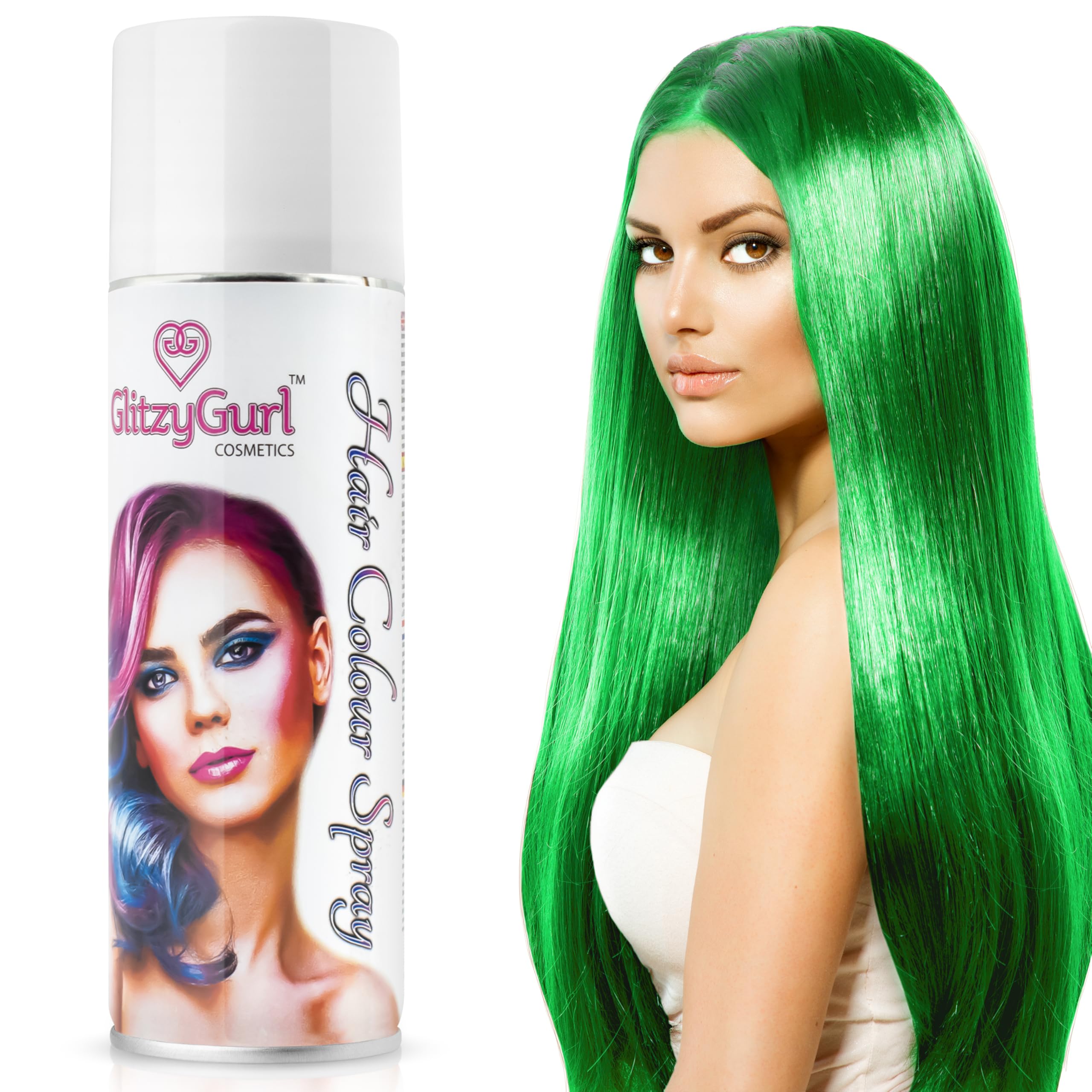 Hair Colour Spray 125ml Temporary Hair Kids Adults Halloween Temporary Dye Made in UK (Fluo Green)