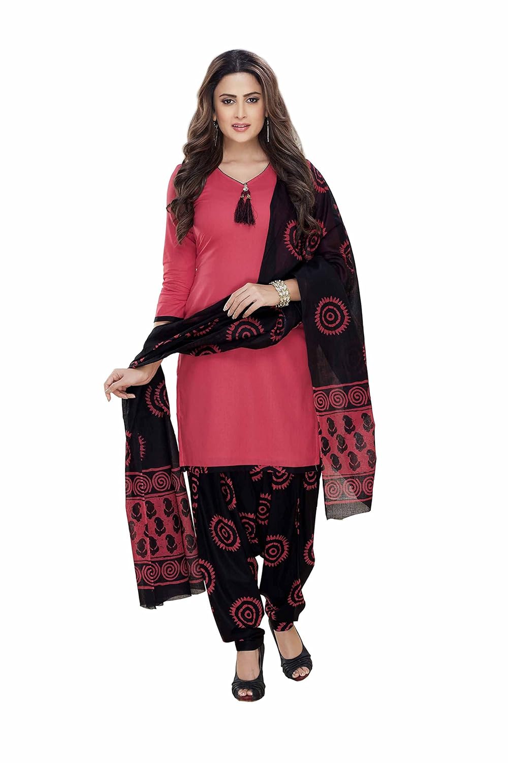 miraan women's dress material (san2322_pink_free size)