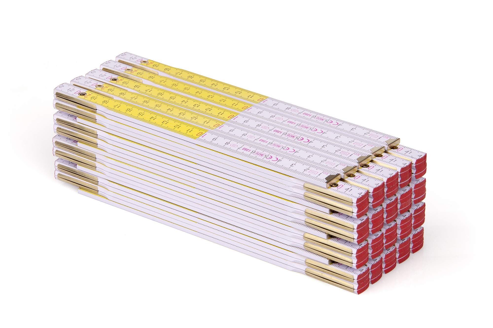 Metrie™ PERFECT 5 folding rules/folding rules - link scale | scale - 1m - white/yellow - duplex division, made in the EU - 20 pieces
