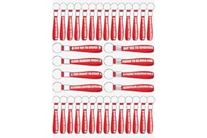 Highergo 60 Pcs Red Ribbon Week Drug Free Awareness Silicone Keychains Bulk Red Ribbon Week Supplies 4 Styles Anti Drug Key Rings Item for Campaign School Event Charity Event Party Decoration